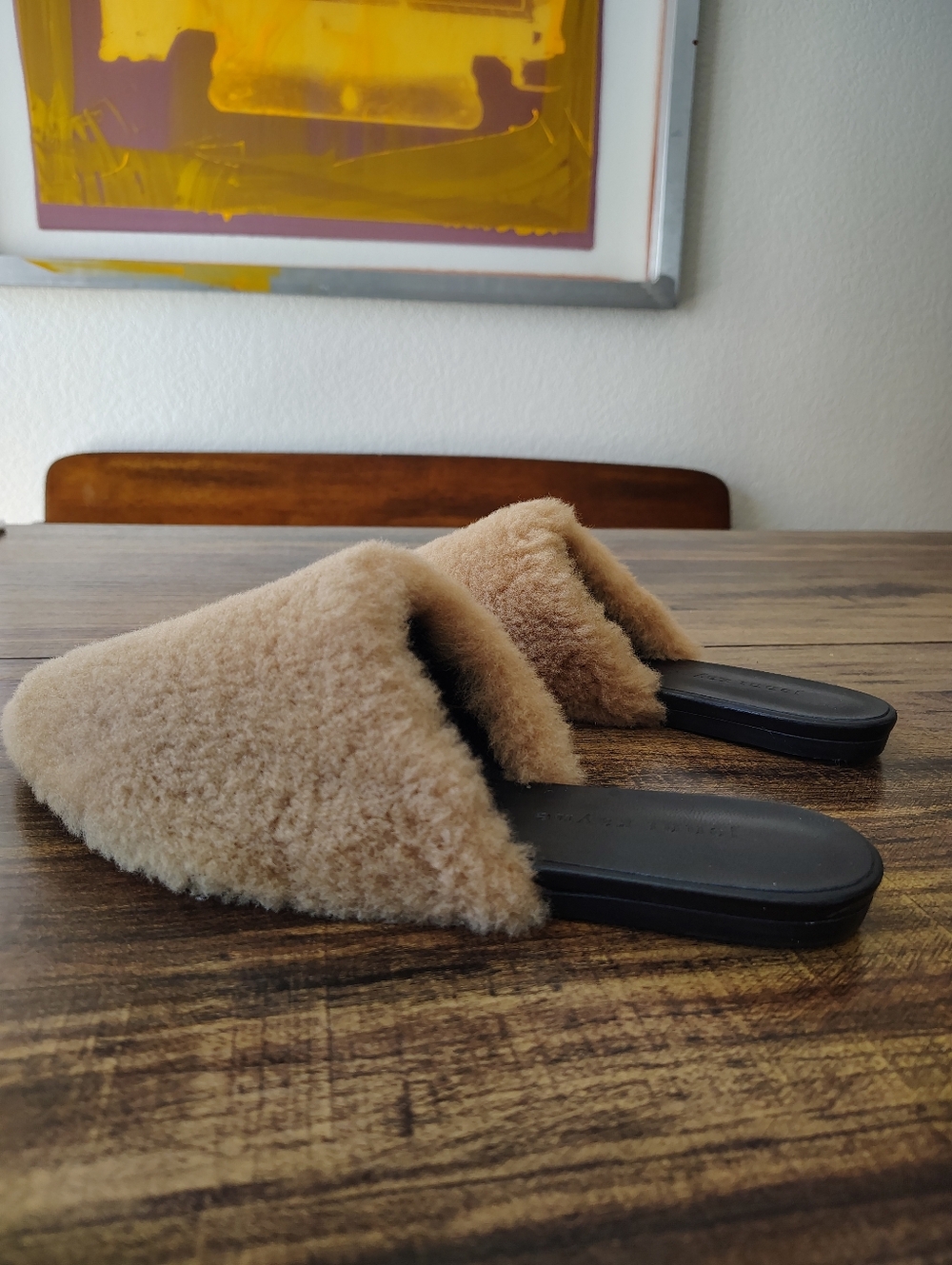 New Jenni Kayne Womens Slip On Pointed Toe Shearling Mules Brown Size 39 9